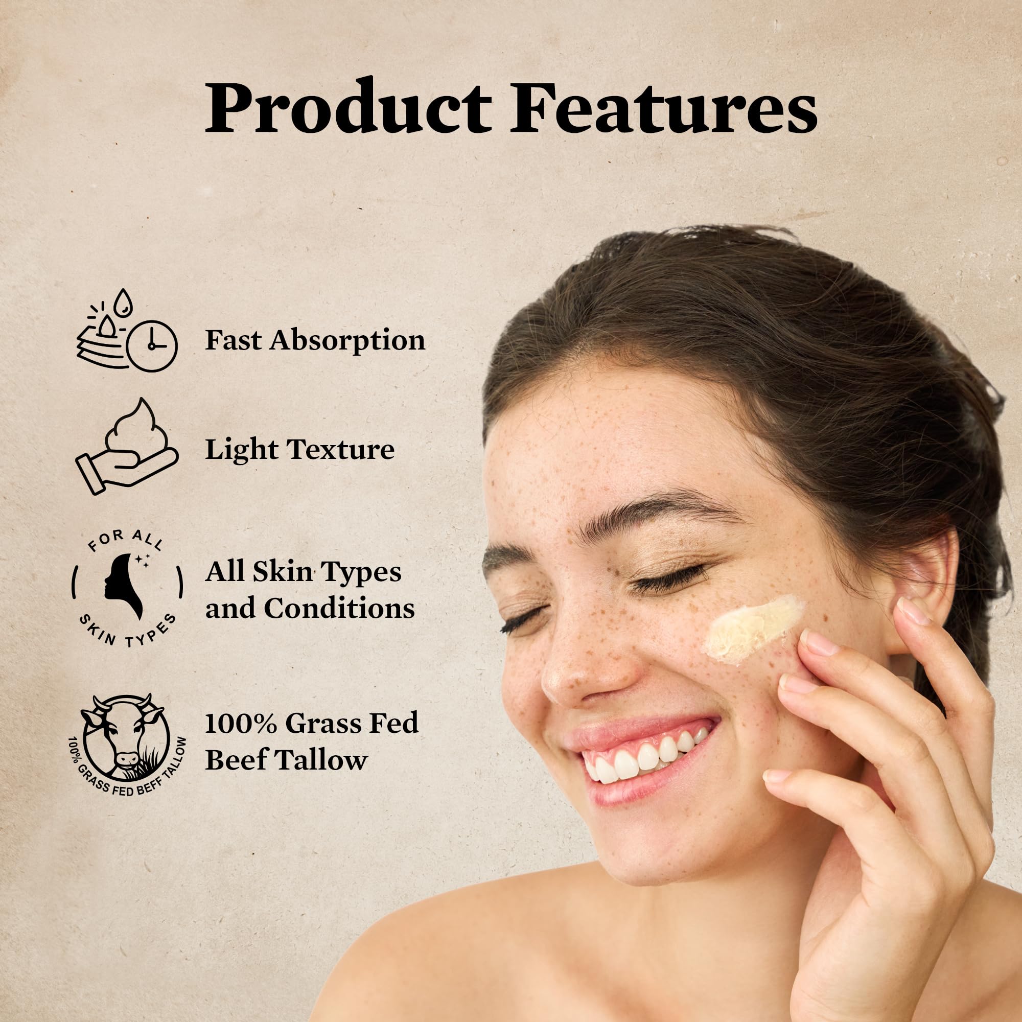 FJALLUFT Tallow Face Moisturizer for Women – Grass-Fed Beef Tallow, Manuka Honey & Olive Oil