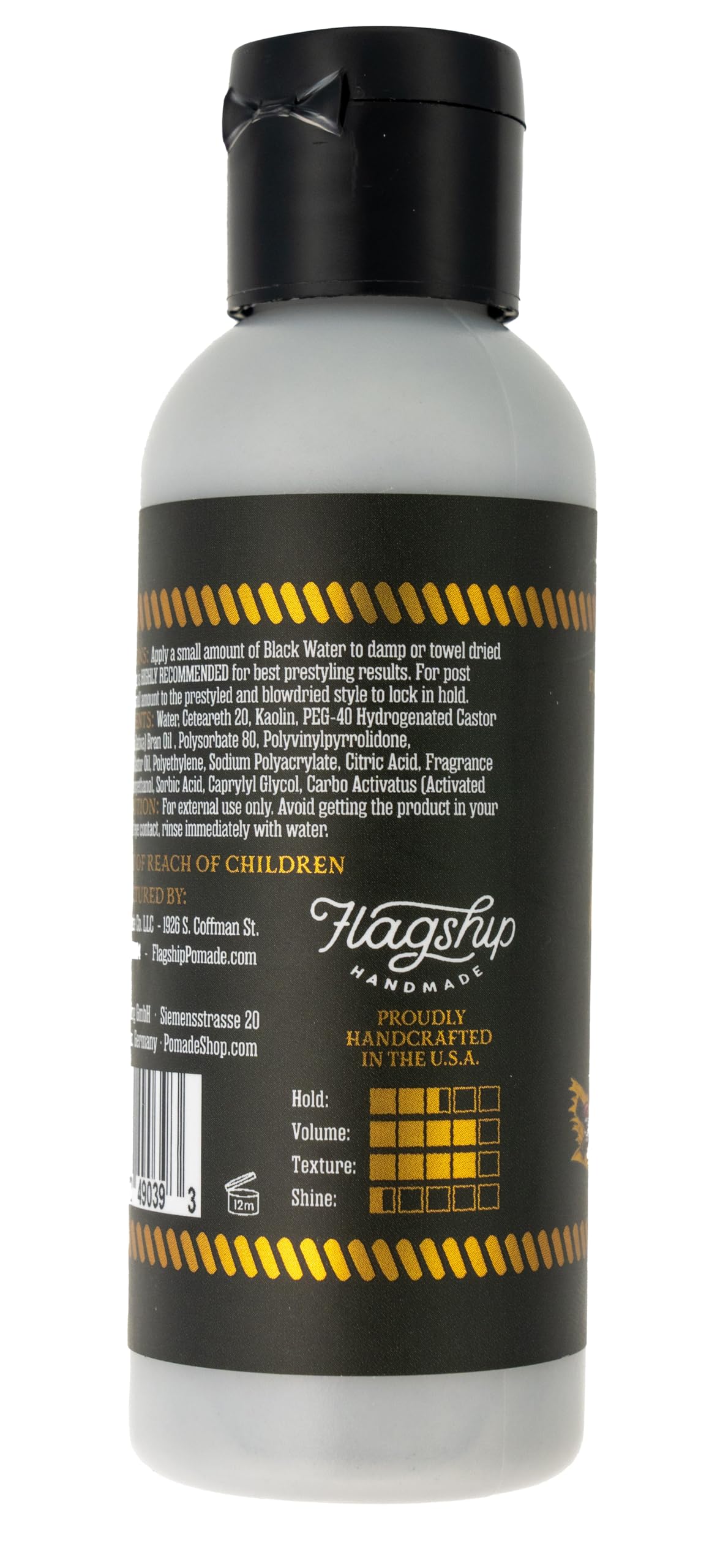 FLAGSHIP Black Water Hair Pomade – Medium Hold, Matte Finish, 3.4 oz | Pre-Styler for Men
