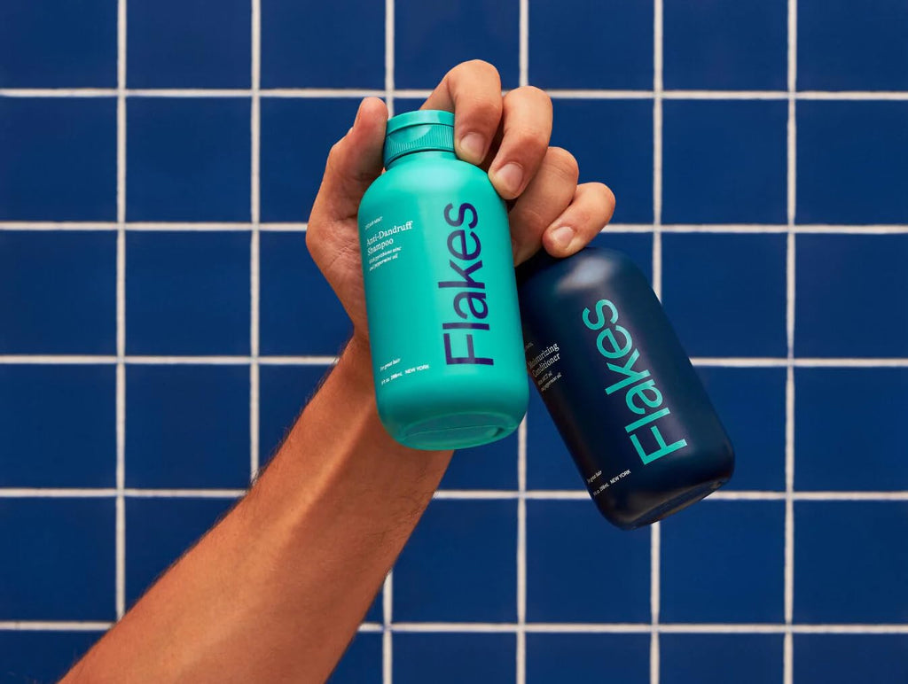 Flakes Anti Dandruff Shampoo & Conditioner Set for Men with Scalp Massager – Hydrating & Free of Sulfates/Parabens (9 oz)