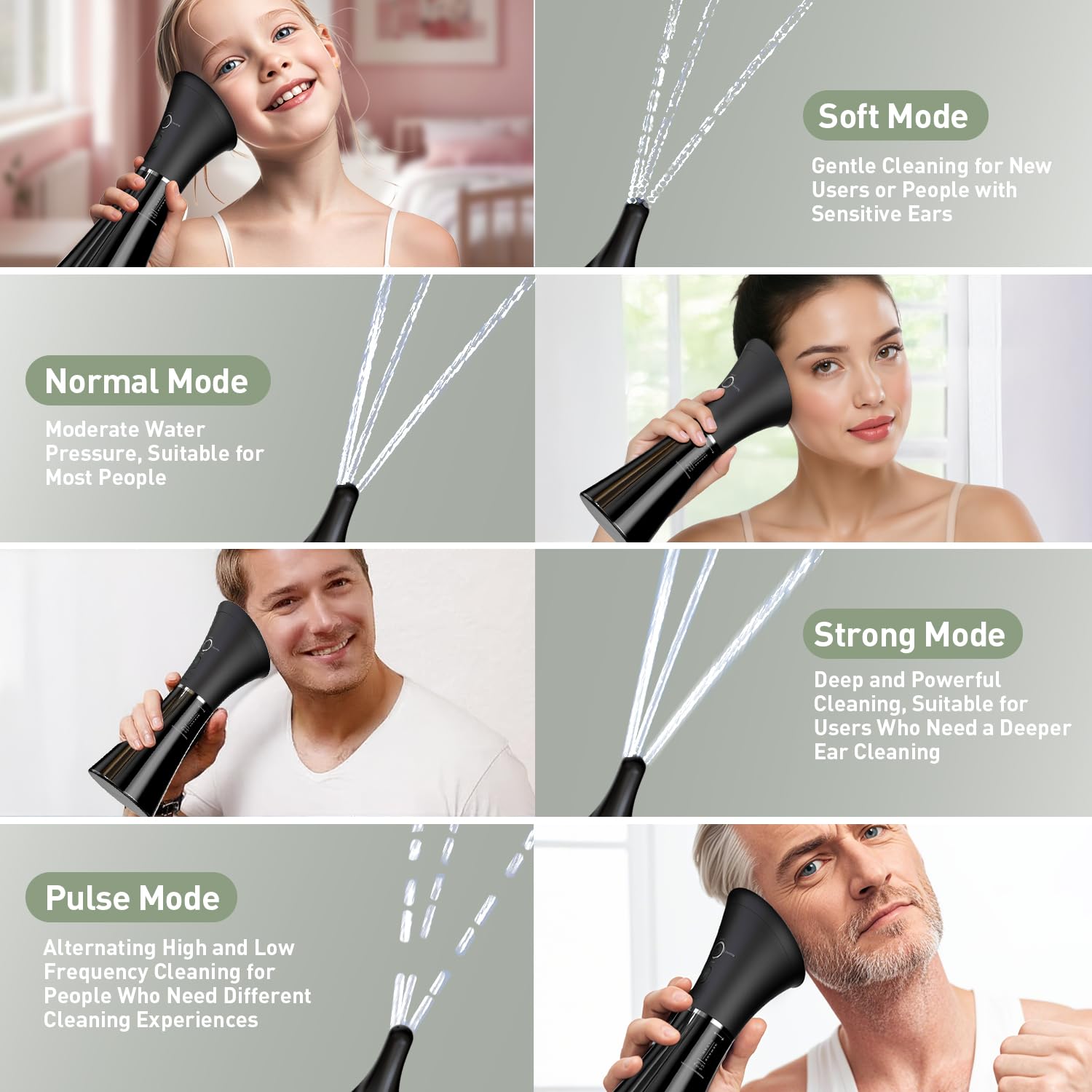 FlaoAito Ear Wax Removal - Electric Ear Cleaner IPX7, 4 Modes, Dual Tanks