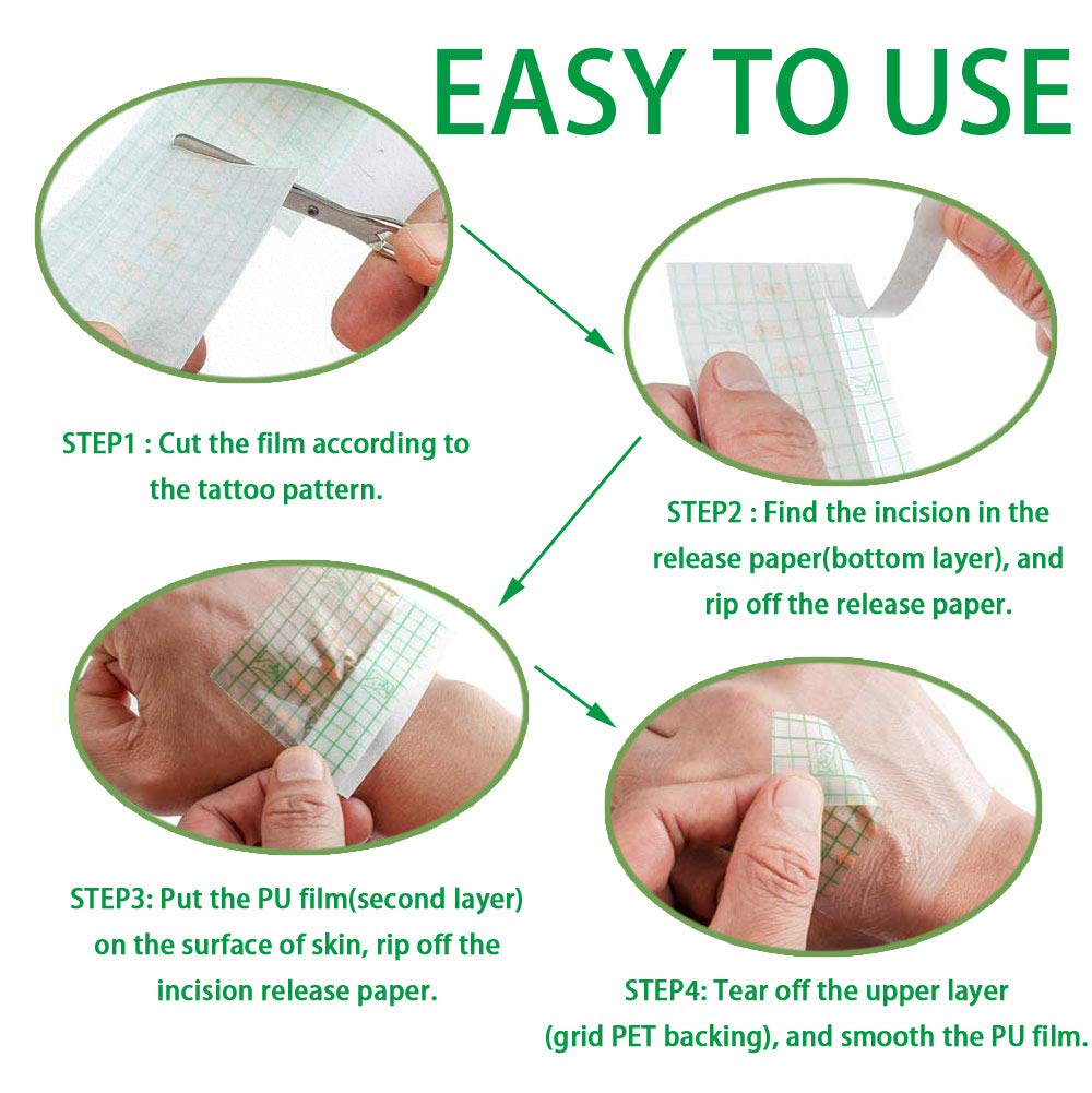 Flatoedu Tattoo Aftercare Bandage Roll 8x10 – Waterproof Transparent Film