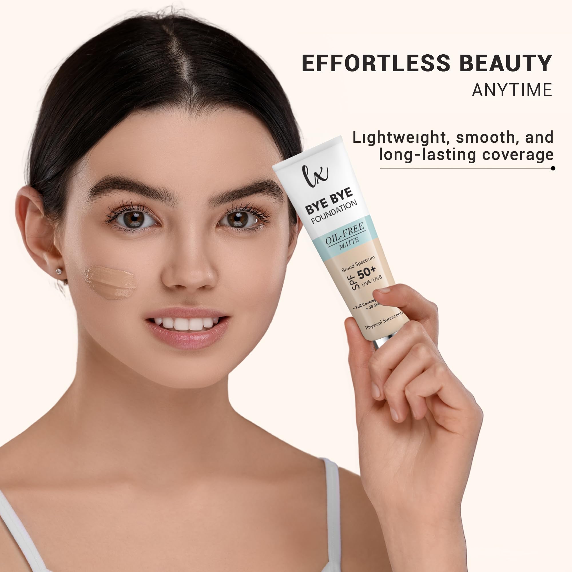 Flawless Radiance by Luxe Blend Lx Blend Bye Bye Foundation – Oil-Free Matte Coverage Moisturizer SPF 50 (Medium) 1 fl oz