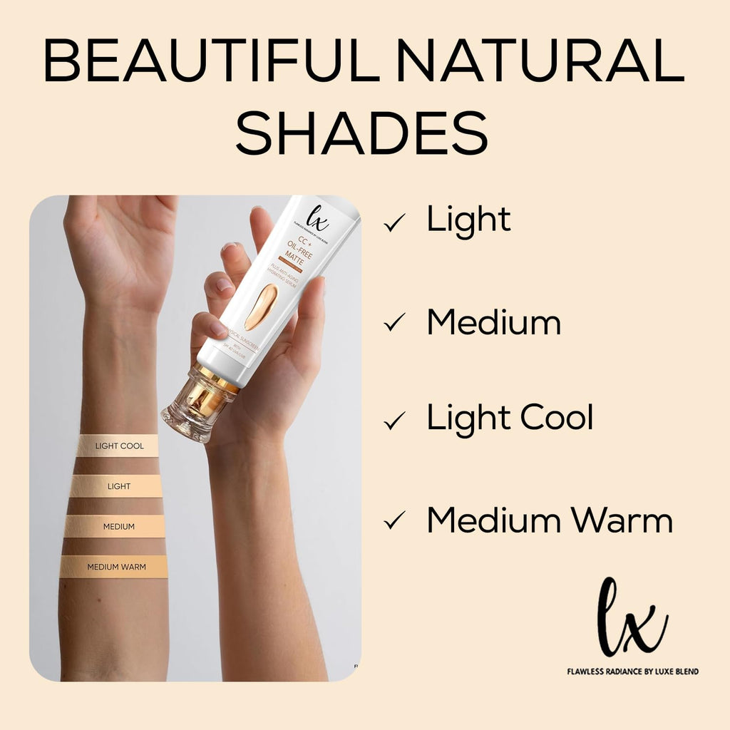 Flawless Radiance by Luxe Blend | Lx Blend CC+ Cream – Oil-Free Matte Foundation SPF 40