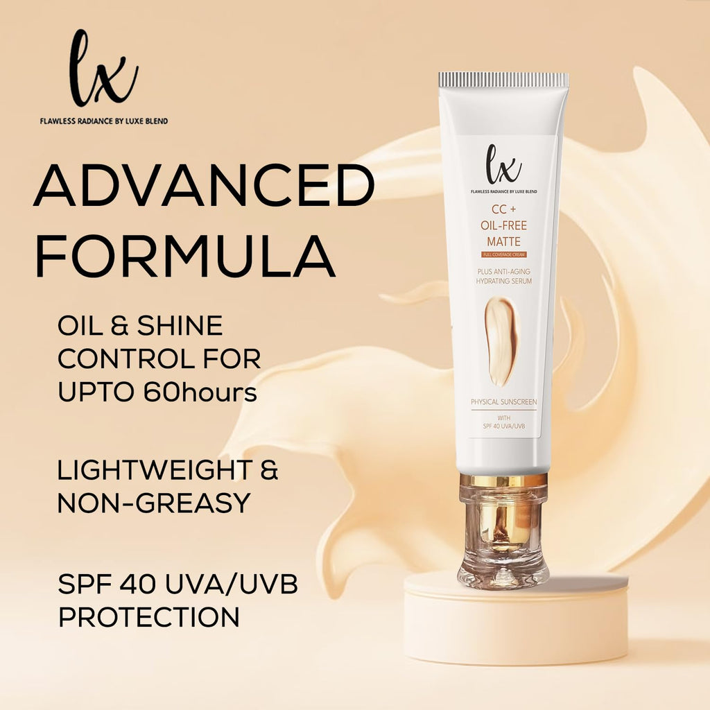 Flawless Radiance By Luxe Blend Lx Blend CC+ Cream – Oil-Free Matte Foundation with SPF 40, 1.08 FL OZ