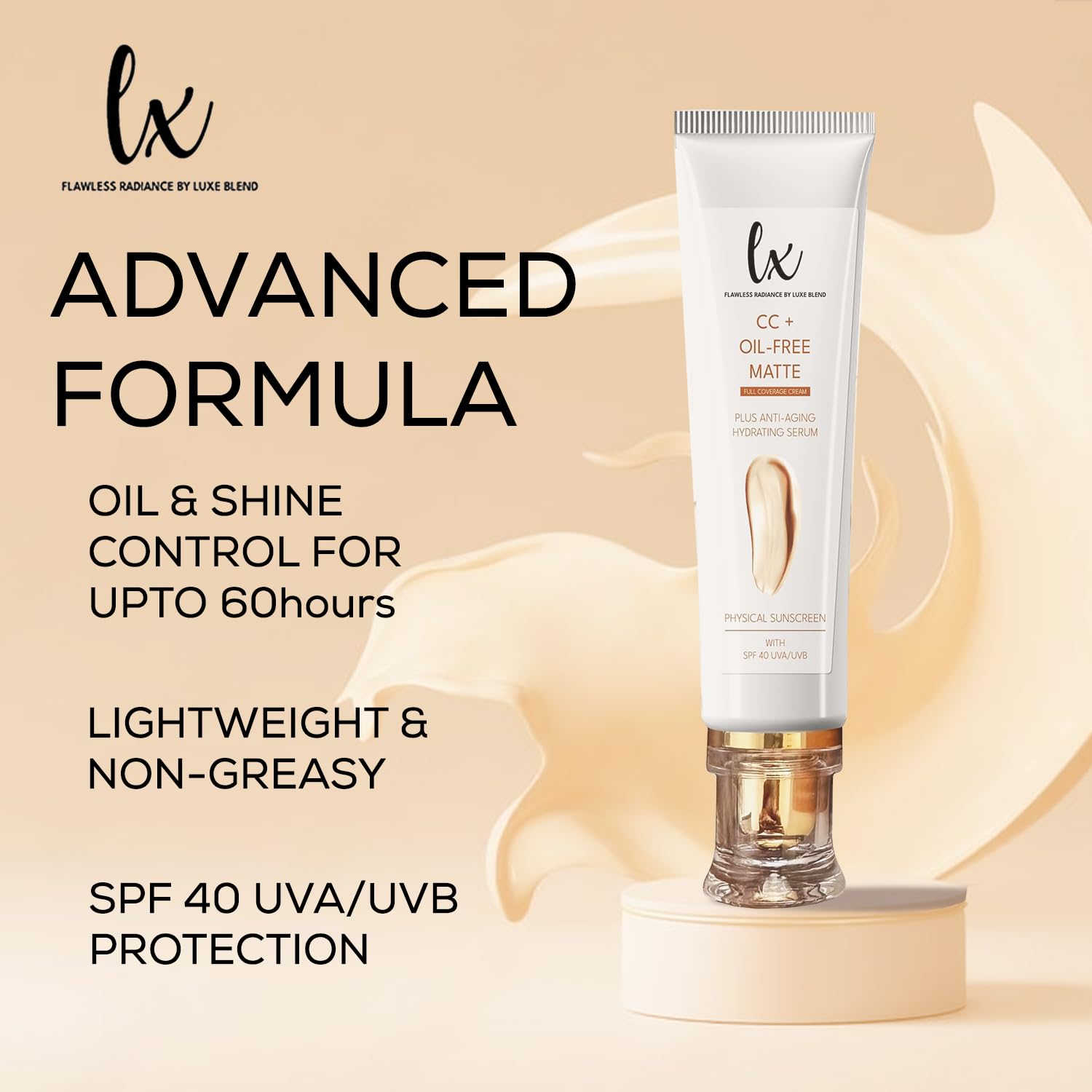Flawless Radiance By Luxe Blend Lx Blend CC+ Cream – Oil-Free Matte Foundation with SPF 40, 1.08 FL OZ