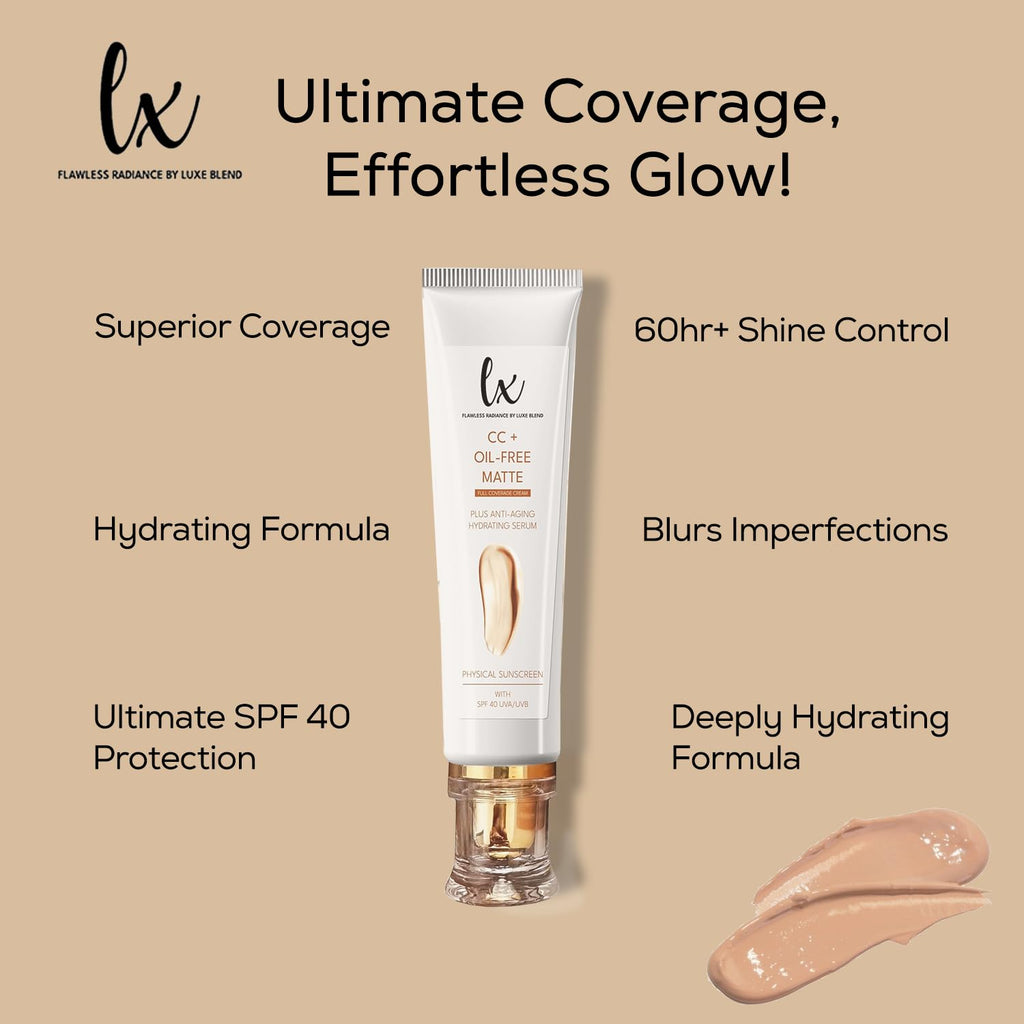 Flawless Radiance By Luxe Blend Lx Blend CC+ Cream – Oil-Free Matte Foundation with SPF 40, 1.08 FL OZ