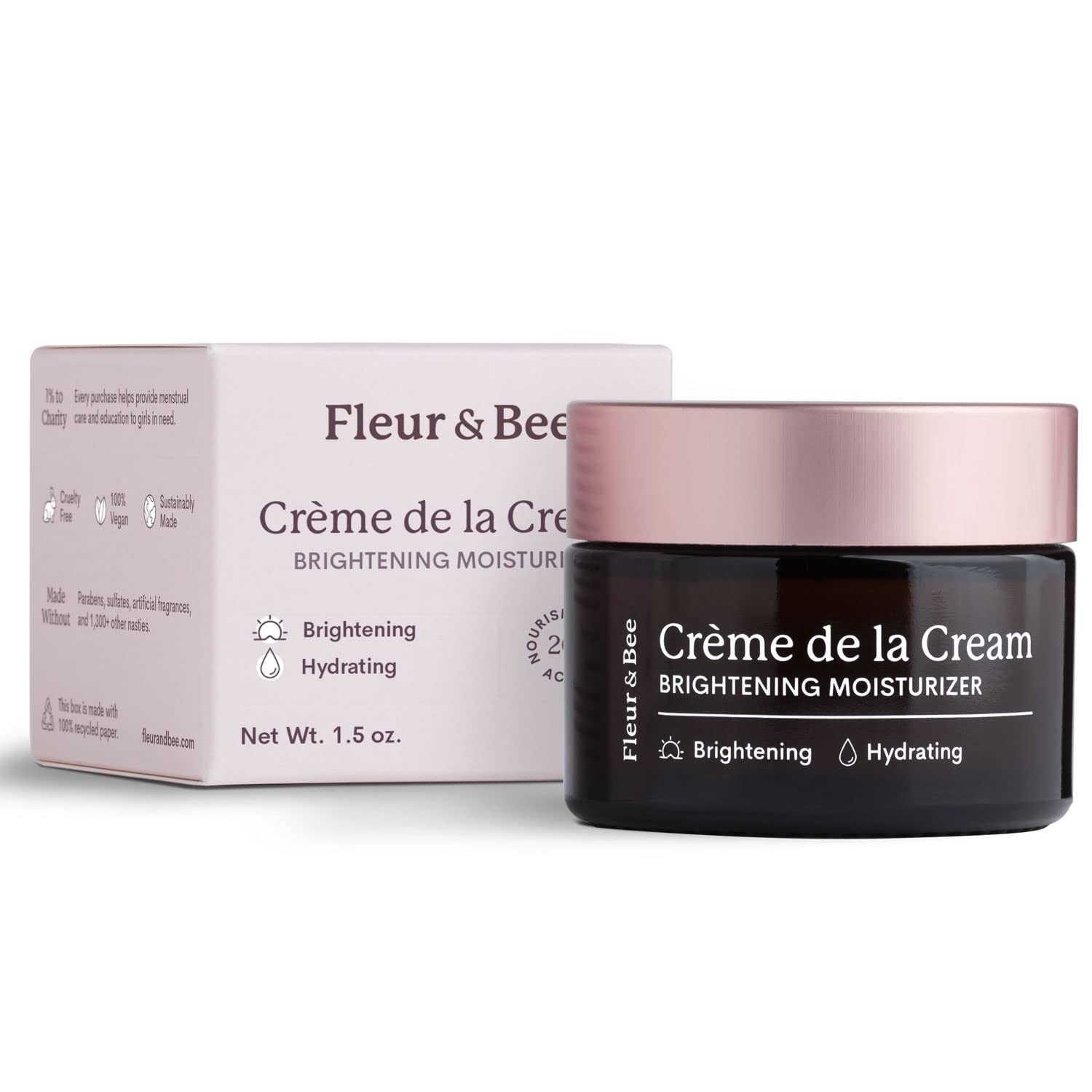 FLEUR & BEE Brightening Moisturizer – 100% Vegan Vitamin C Anti-Aging Cream | Dark Spots & Wrinkles