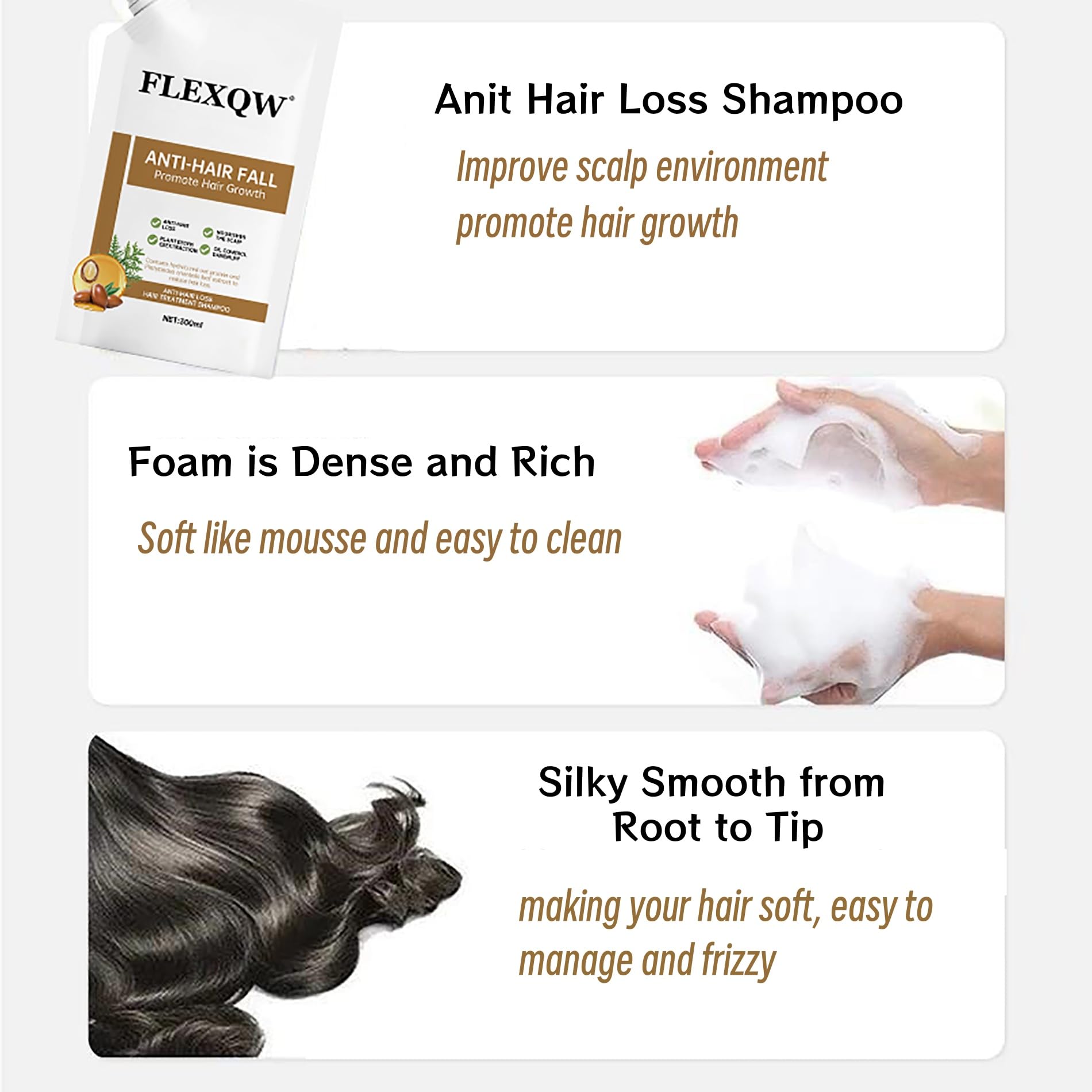 FLEXQW 2 PCS Anti Hair Loss Shampoo for Women – Hair Growth & Thickening (300ml)
