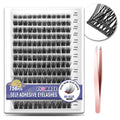 FLOMAZE Self Adhesive Eyelashes – 156-Cluster Pack, No Glue Needed, Reusable 8–16mm Mixed Lashes
