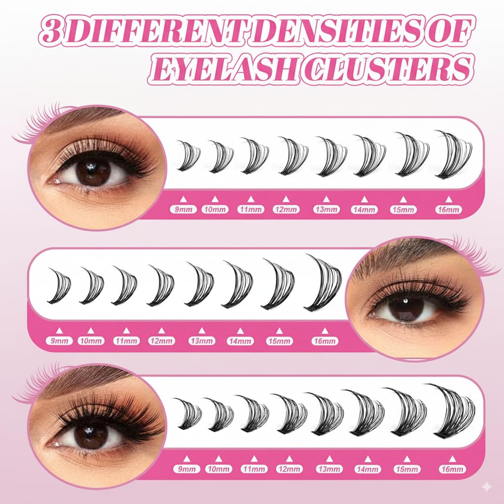Floranest Lash Clusters Kit – 560 Pcs DIY Eyelash Extensions (9–16mm, D Curl)