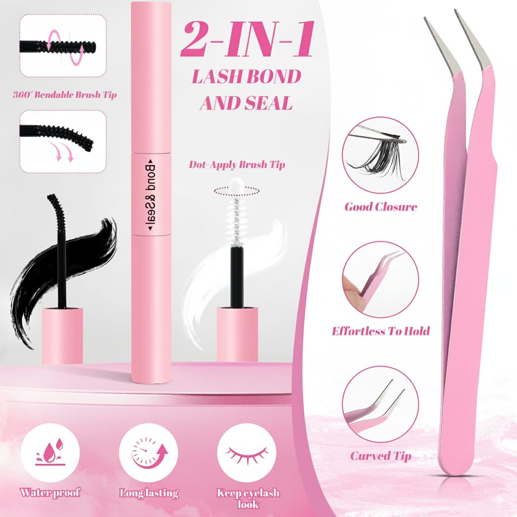Floranest Lash Clusters Kit – 560 Pcs DIY Eyelash Extensions (9–16mm, D Curl)