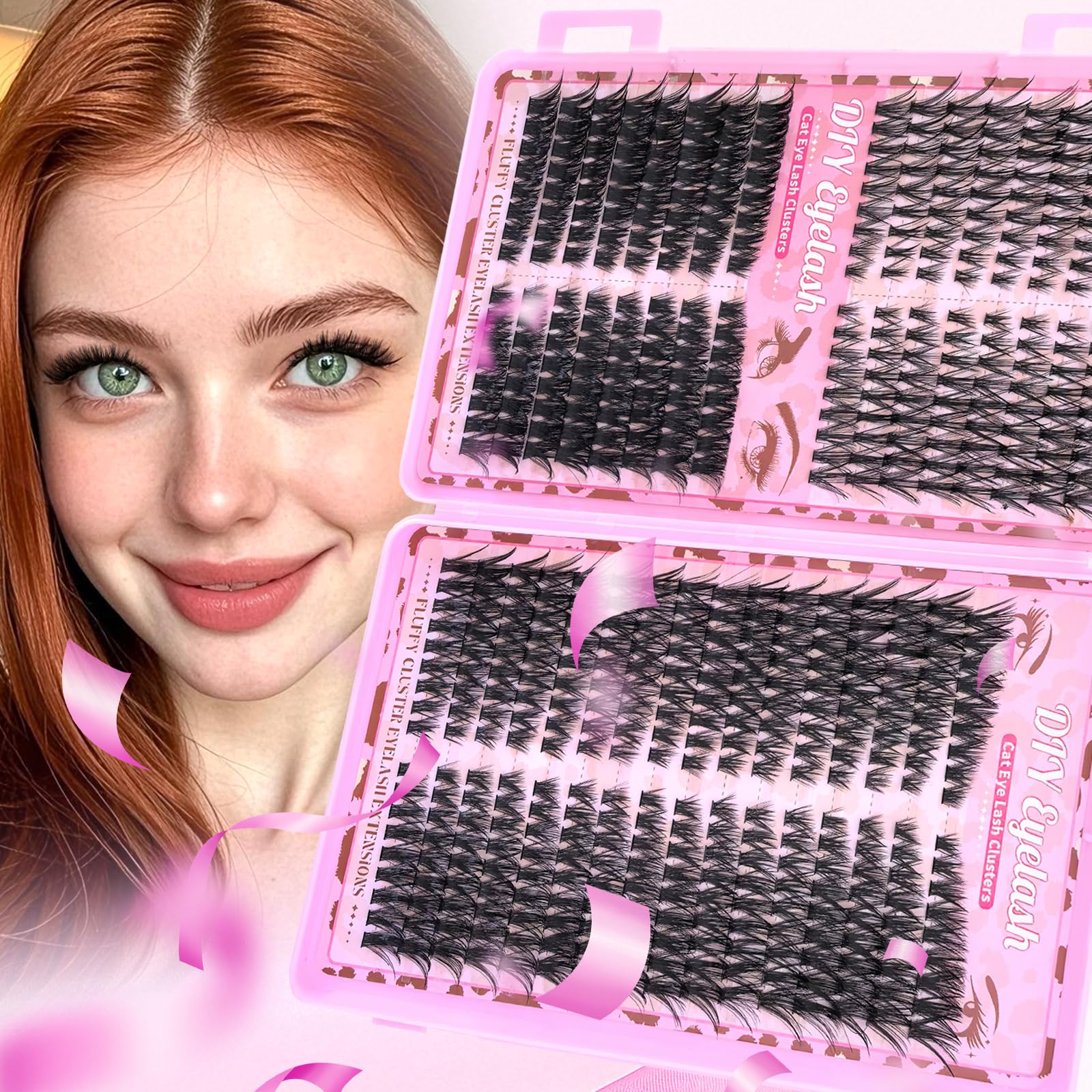 Floranest Lash Clusters Kit – 560 Pcs DIY Eyelash Extensions 9–16mm, D Curl, Fluffy Wispy + Bond & Seal