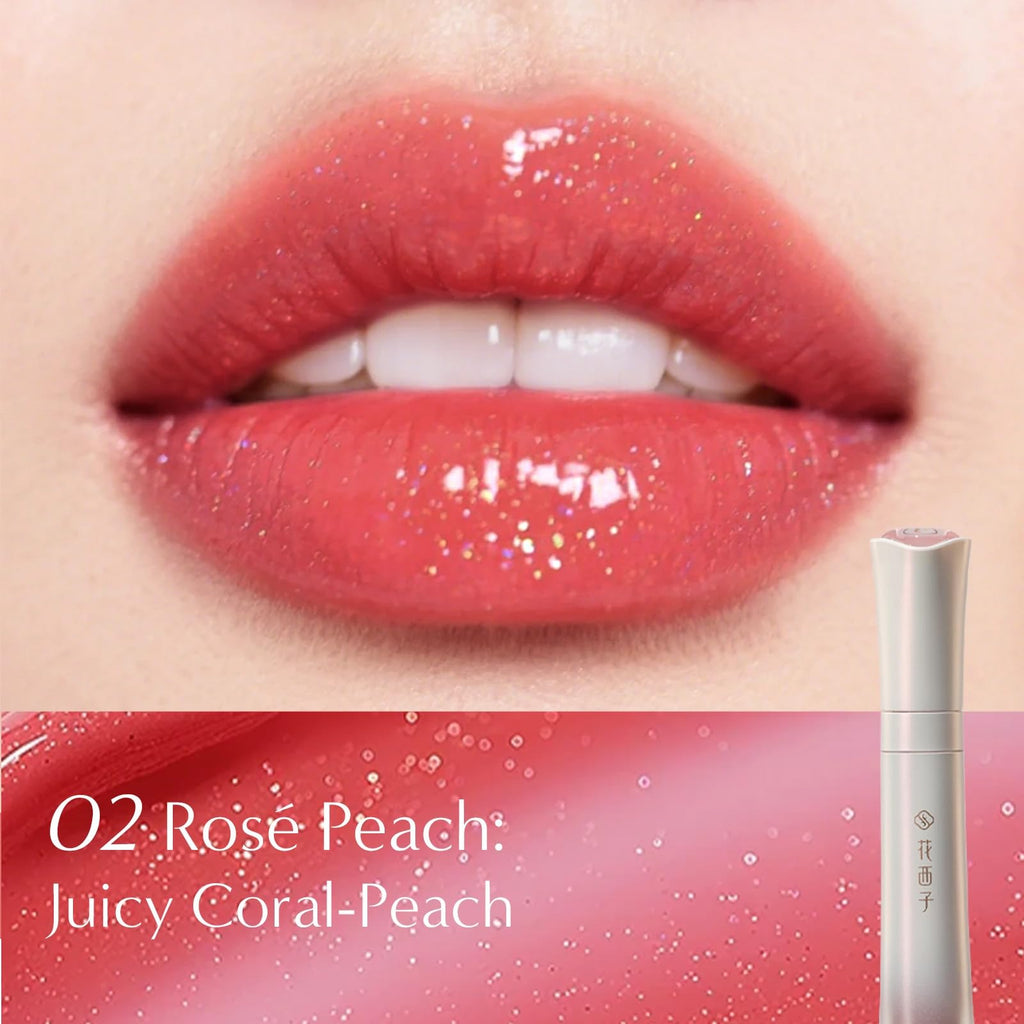 FLORASIS Celestial Luster Lip Gloss – Rosé Peach Shine (02)