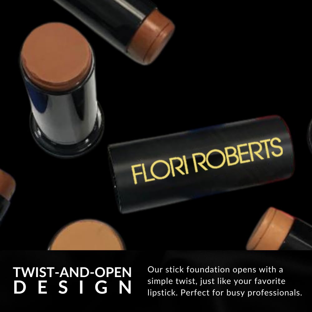 Base Strokes Crème Foundation Stick by Flori Roberts — Long-Lasting Natural Finish for Deep Skin Tones
