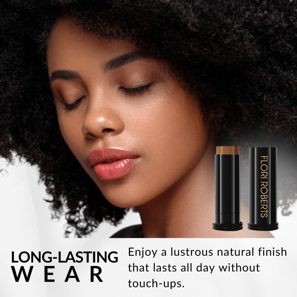 Base Strokes Crème Foundation Stick by Flori Roberts — Long-Lasting Natural Finish for Deep Skin Tones