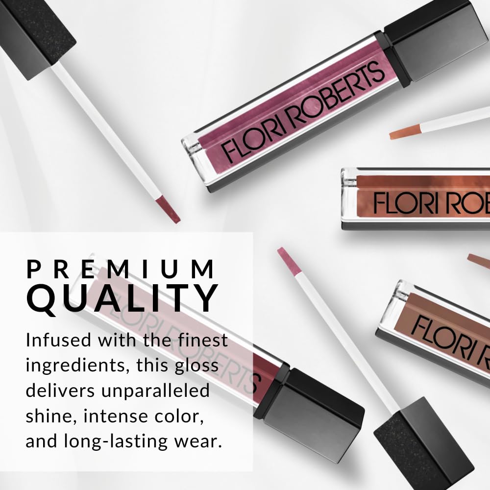 Flori Roberts Mineral Base Lip Shine - Non-Sticky, Long-Wear Lip Gloss for Deep Skin Tones