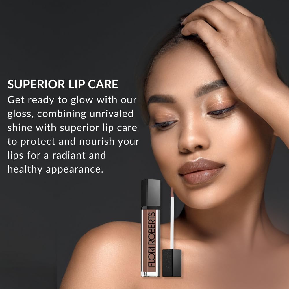 Flori Roberts Mineral Base Lip Shine - Non-Sticky, Long-Wear Lip Gloss for Deep Skin Tones