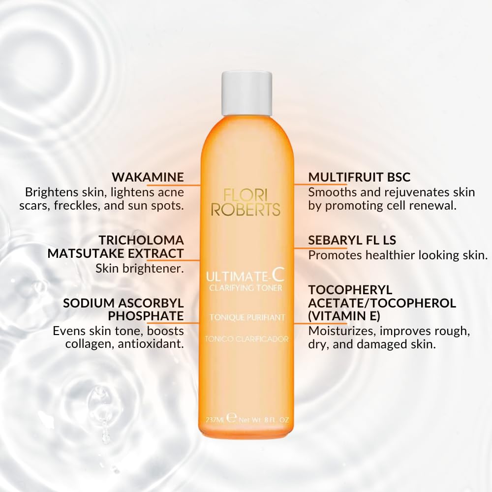 Ultimate-C Clarifying Toner by Flori Roberts – Alcohol-Free Hydrating Toner for Deeper Skin Tones
