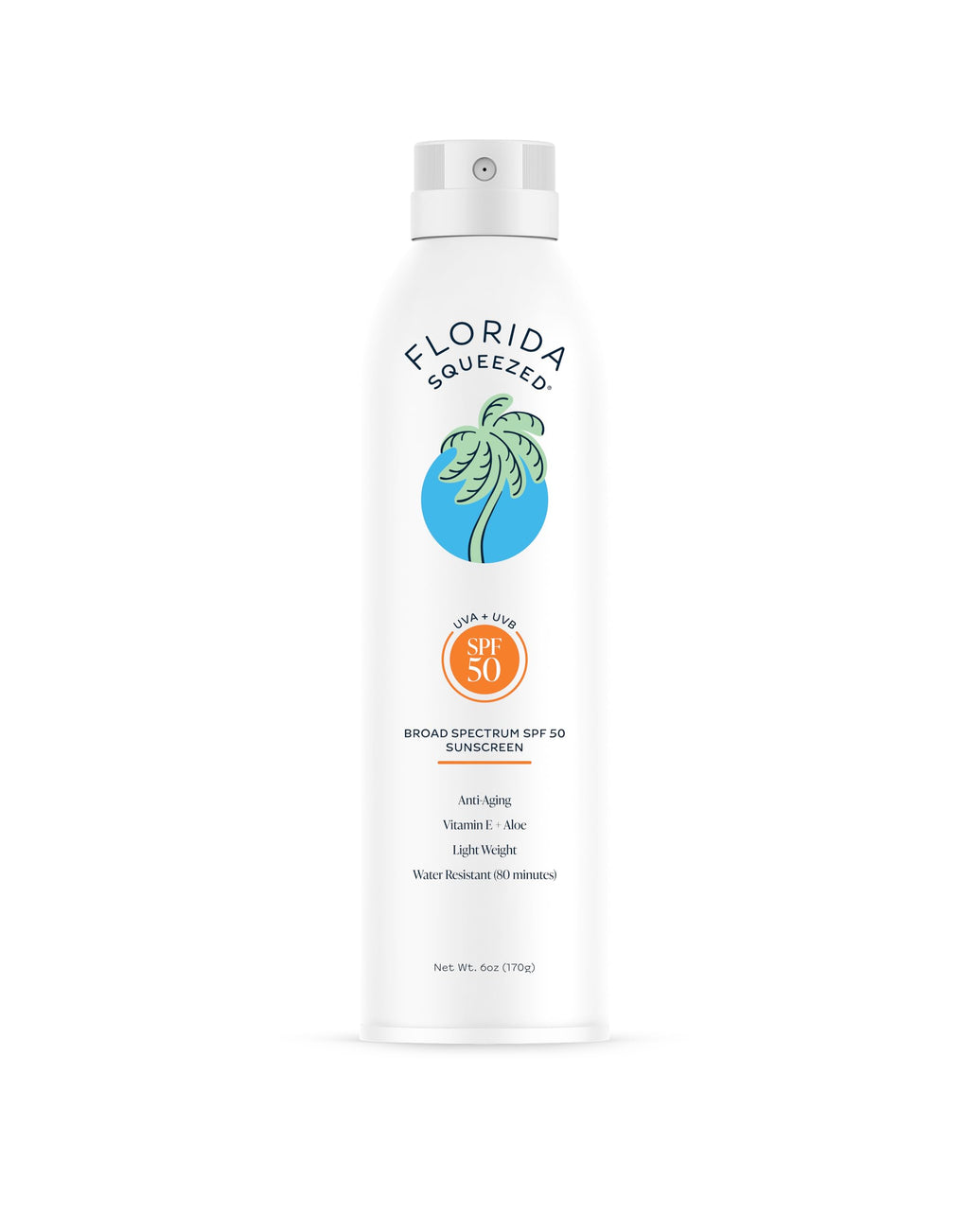 Florida Squeezed SPF 50 Sunscreen Spray – Water Resistant, Reef-Friendly, Vegan 6oz