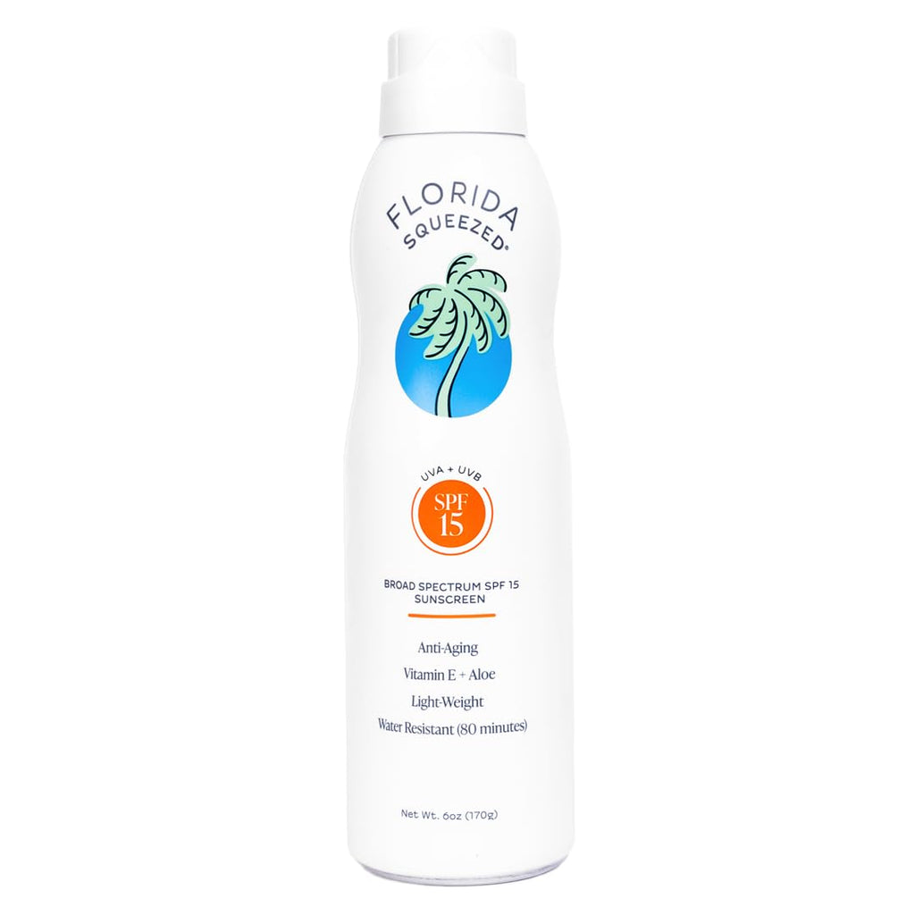 Florida Squeezed SPF 15 Sunscreen Spray — Water Resistant, Reef-Safe, 6oz, Vegan