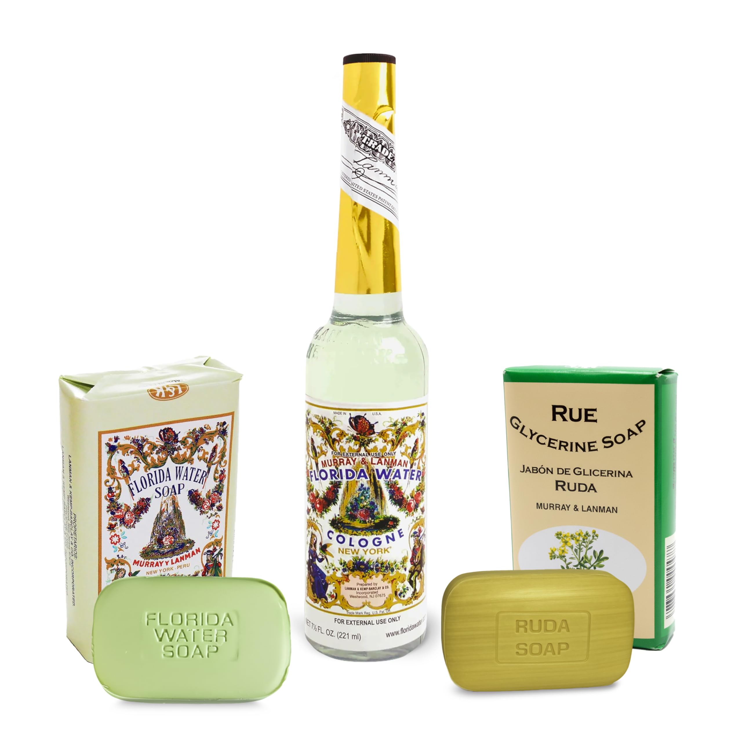 Florida Water Ritual Bundle: Murray & Lanman Cologne 7.5 oz + Soaps (3 Items)