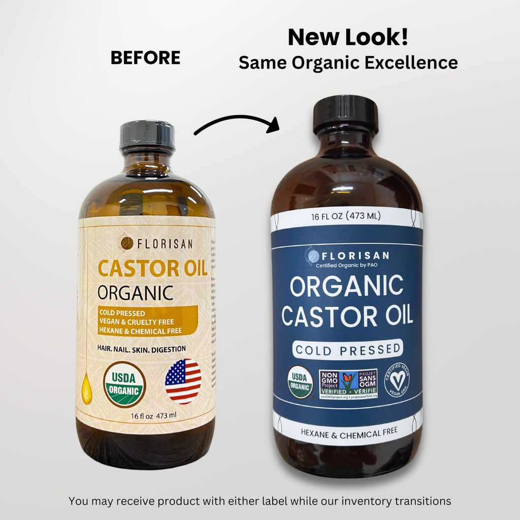 Florisan Organic Castor Oil 16oz – Cold Pressed, Hexane-Free, USDA Organic, EWG Verified