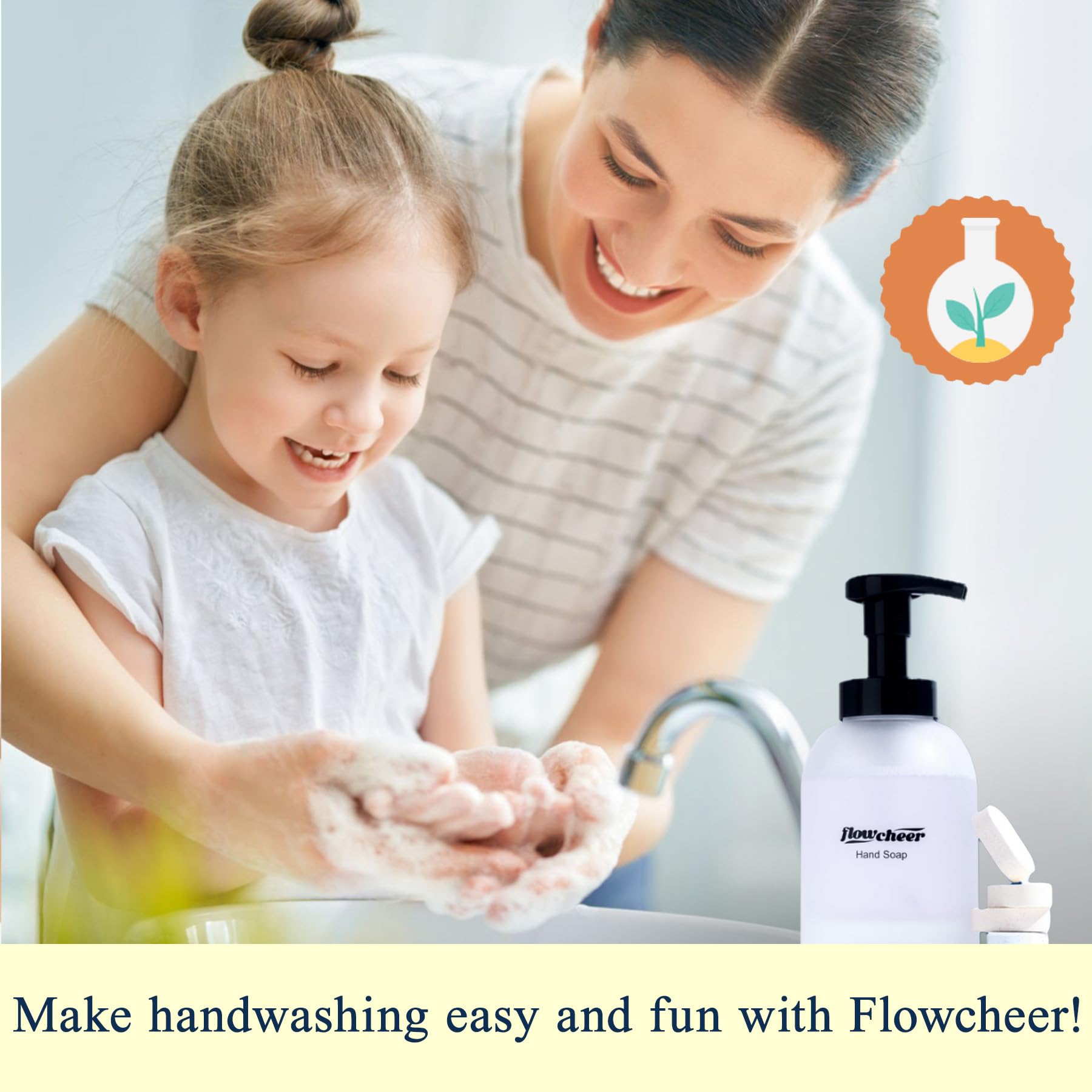 flowcheer Foaming Hand Soap Refill Tablets — 12 Pack, 108 fl oz Total, Vanilla Fragrance, No Plastic Bottle