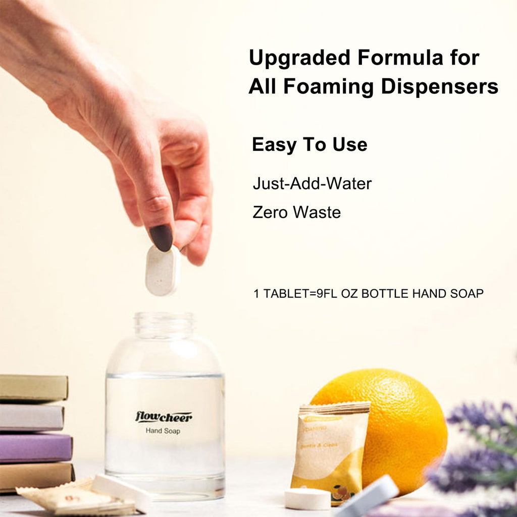 flowcheer Foaming Hand Soap Refill Tablets — 12 Pack, 108 fl oz Total, Vanilla Fragrance, No Plastic Bottle