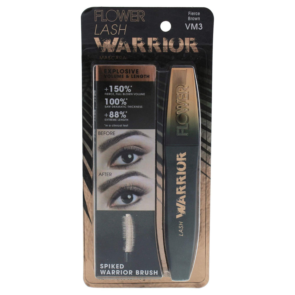 FLOWER BEAUTY Lash Warrior Mascara – Volumizing, Length Definition, No Clumping – Fierce Brown 0.35 oz