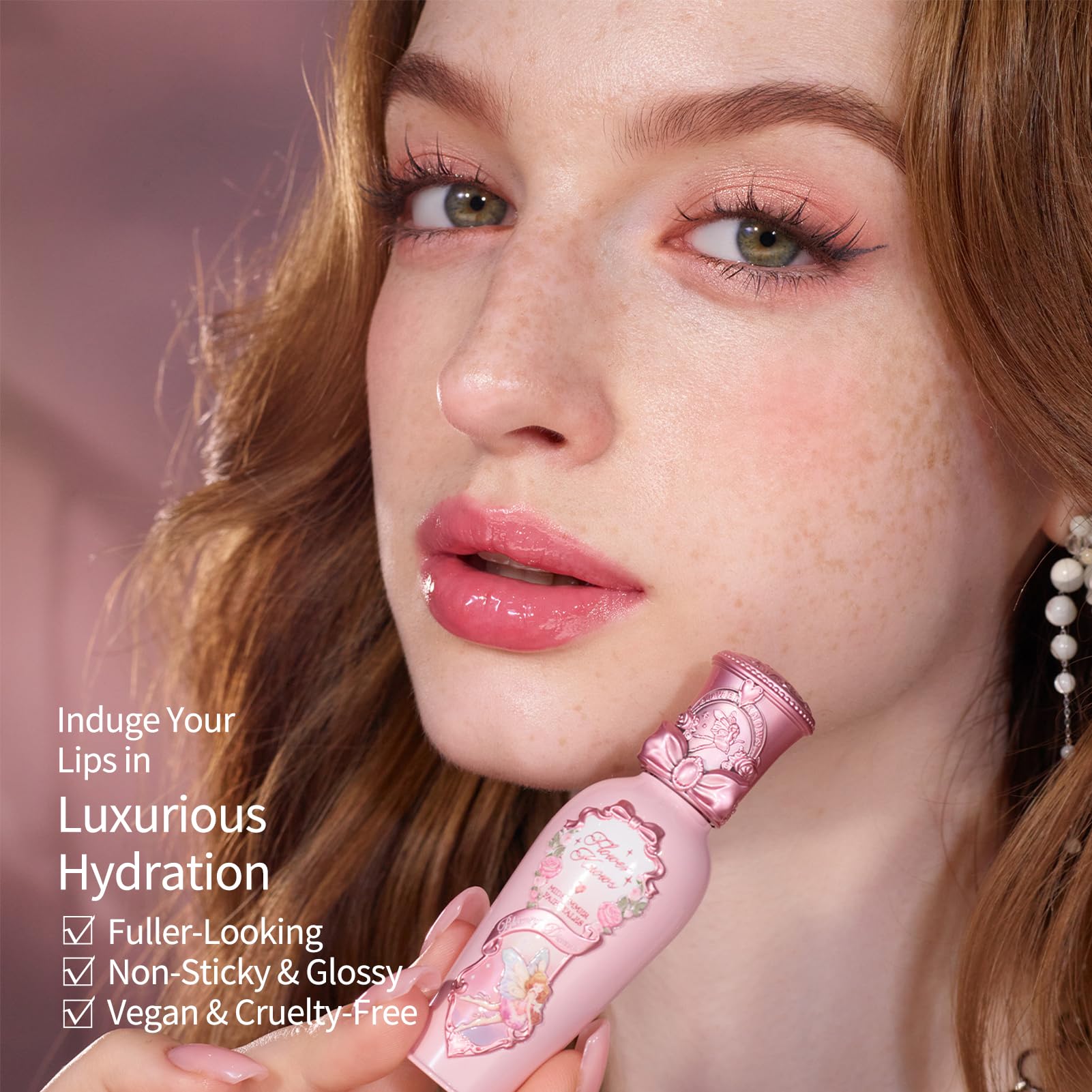 Flower Knows Midsummer Fairytales Lip Lacquer - Glowy Hydrating Lip Oil (G05 Freesia, 0.17 oz)