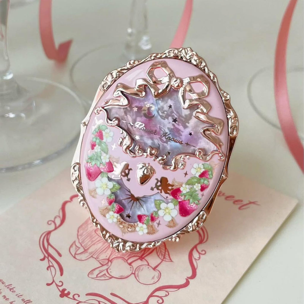 Flower Knows Strawberry Rococo Embossed Blush – Buildable Bright Pink Powder for Cheeks
