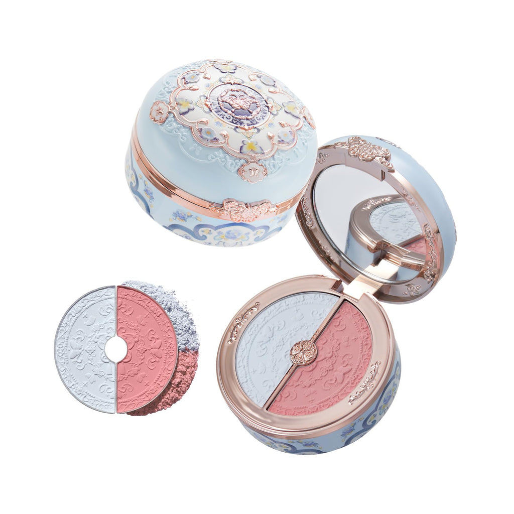 Flower Knows Butterfly Cloud Collar Duo Powder – Seaborne Moon 02 (Blue+Pink Matte Blush)