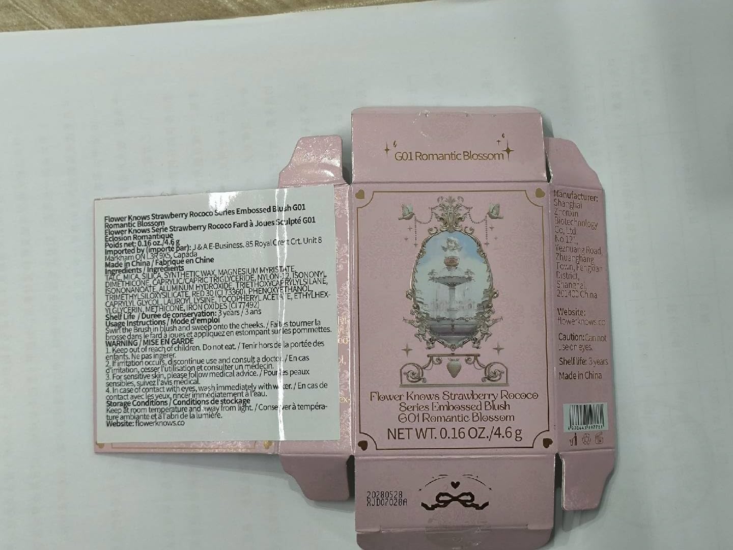 Flower Knows Strawberry Rococo Embossed Blush – Buildable Bright Pink Powder for Cheeks
