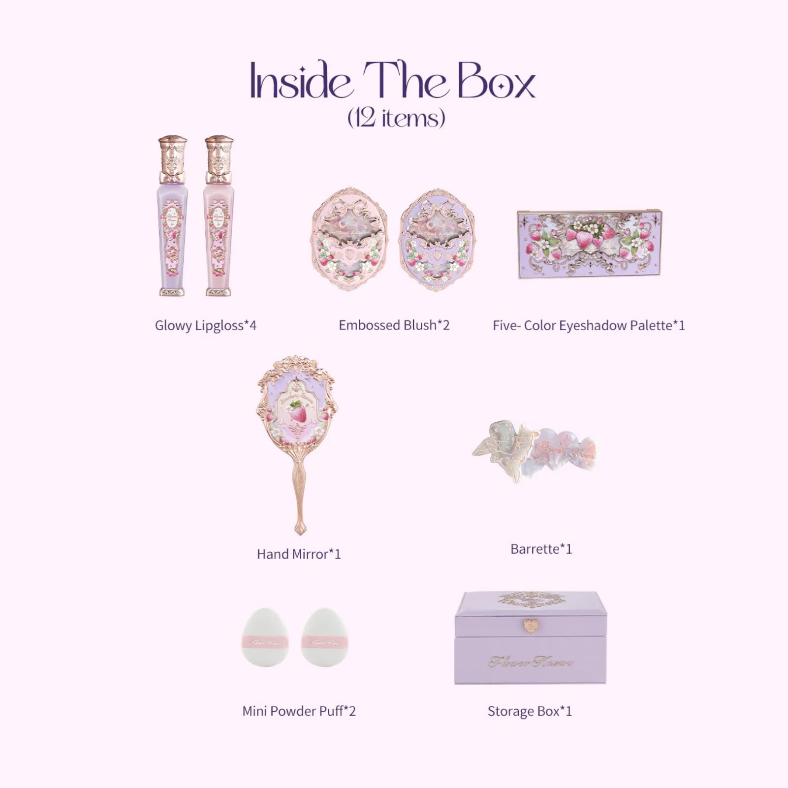 Flower Knows Violet Strawberry Rococo 12-Piece All-In Gift Set | Luxury Makeup Kit