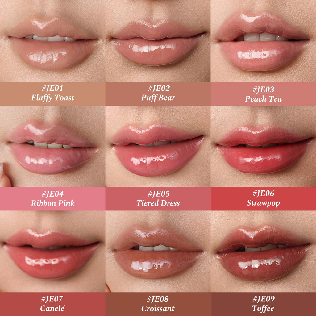 Flower Knows The Sweetie Bear Lip Jelly (JE07 Canelé) – Lightweight Non-Sticky Pink Gloss