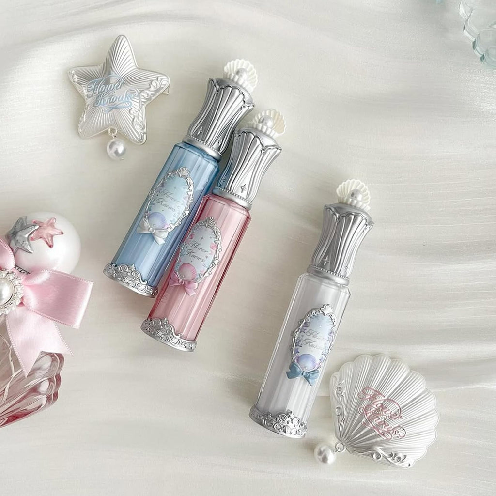 Flower Knows Shell's Jewel Lip Glaze – Hydrating Pinky Apricot Gloss with Hyaluronic