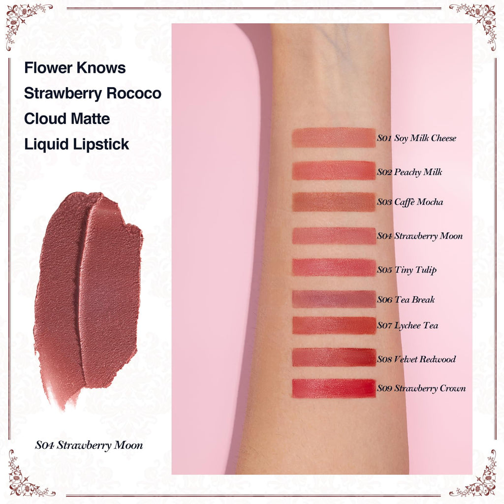 Flower Knows Strawberry Rococo Cloud Lip Cream – Long-Lasting Soft Pink Matte Lipstick (0.12 fl oz)