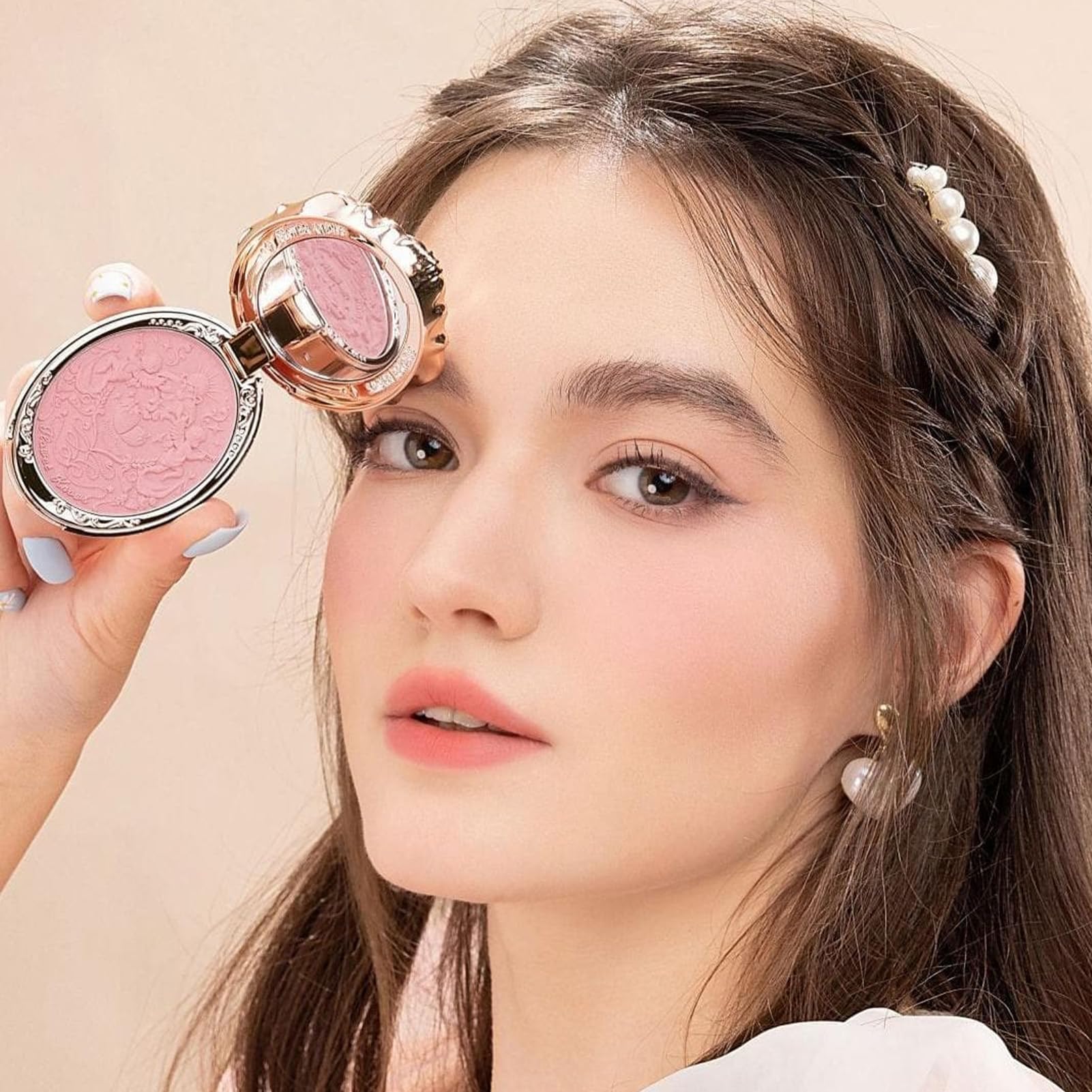 Flower Knows Strawberry Rococo Embossed Blush – Buildable Rose Pink Powder for Cheeks (03 Classic Ballet)