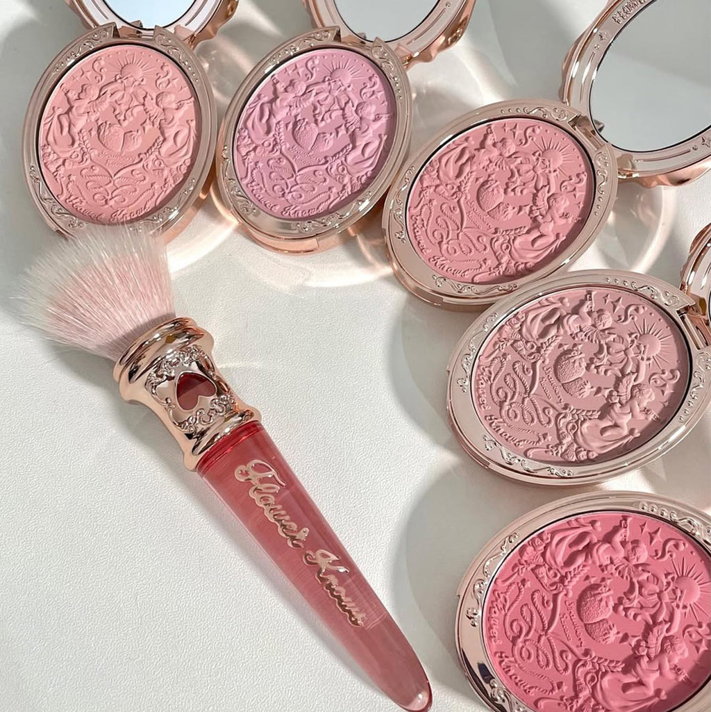 Flower Knows Strawberry Rococo Embossed Blush – Buildable Rose Pink Powder for Cheeks (03 Classic Ballet)