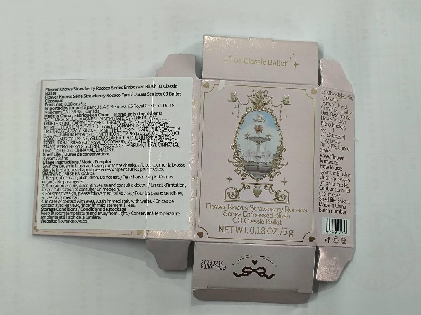 Flower Knows Strawberry Rococo Embossed Blush – Buildable Rose Pink Powder for Cheeks (03 Classic Ballet)