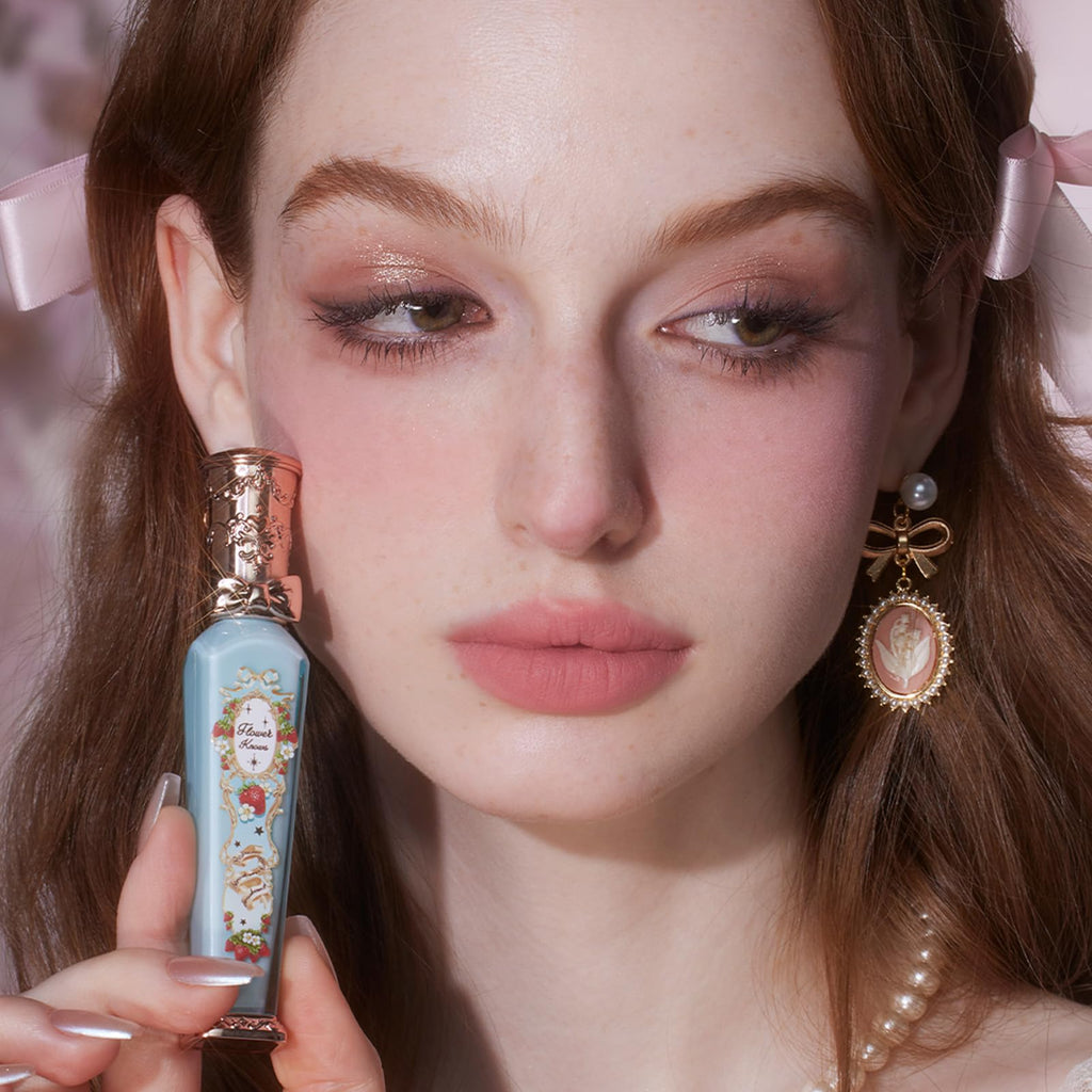 Flower Knows Strawberry Rococo Cloud Lip Cream | Long-Lasting Velvet Matte Lipstick, Hydrating Lip Stain, Transfer-Proof