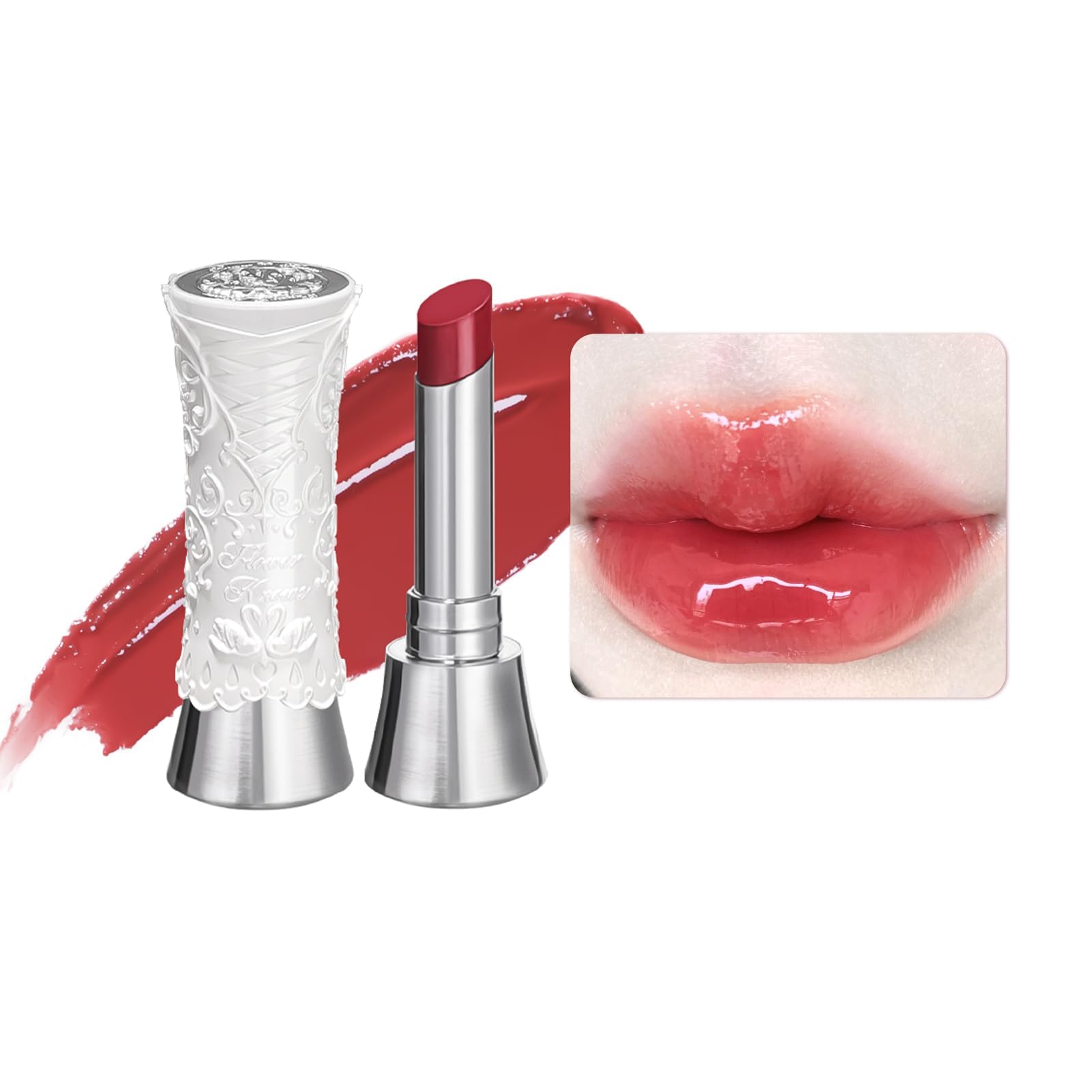 Flower Knows Swan Ballet Shine Lipstick – Hydrating Jelly Lip Gloss in Ballet Dream Red