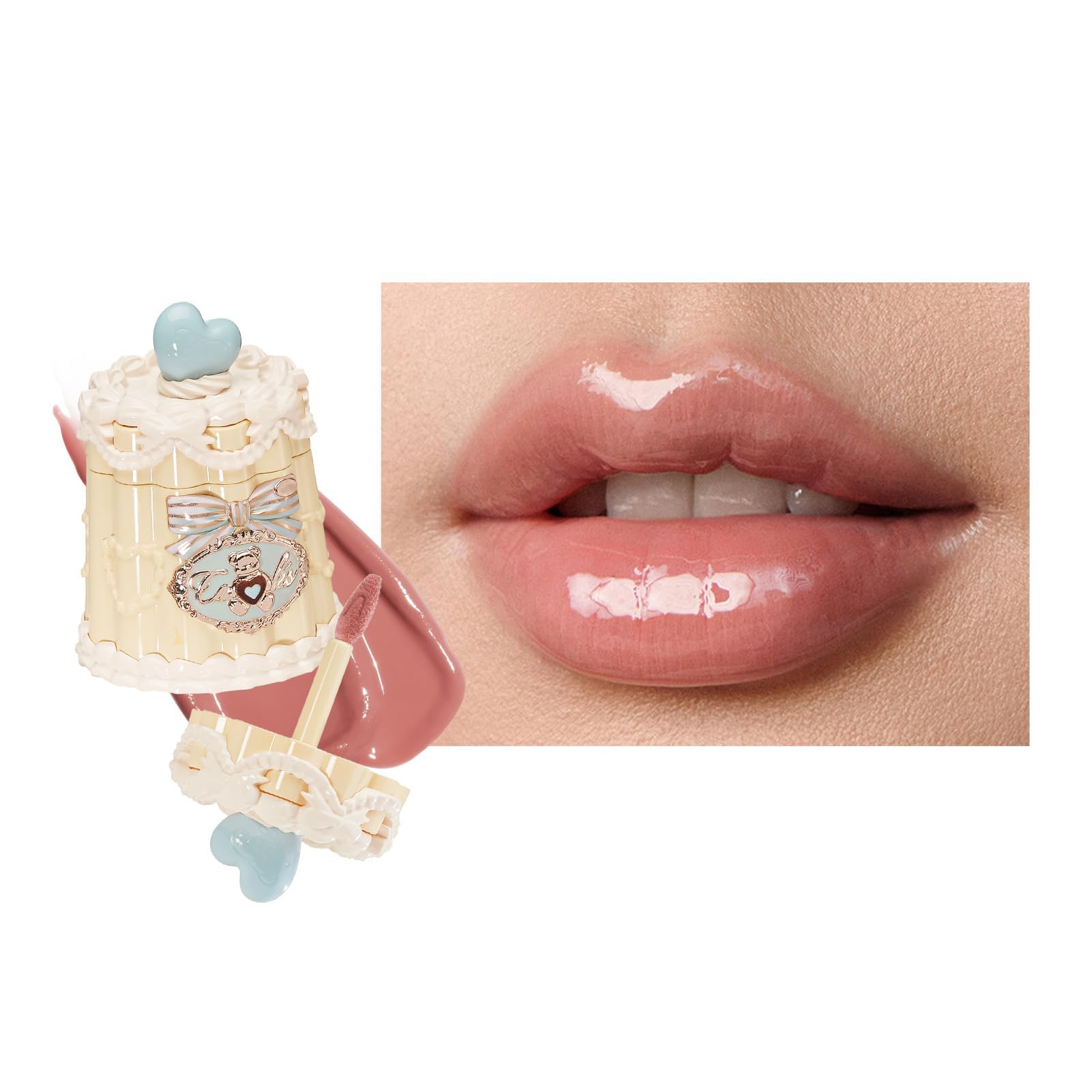 Flower Knows The Sweetie Bear Coating Lip Jelly JE03 Peach Tea – Non-Sticky Gloss, 0.18 oz