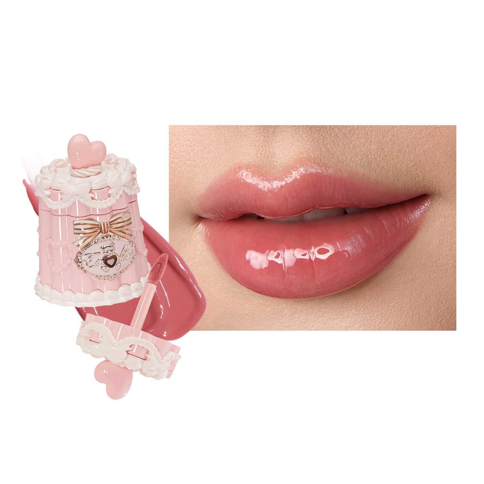 Flower Knows The Sweetie Bear Coating Lip Jelly – Tiered Dress Dusty Tea Rose Lip Gloss (0.18 oz) | Cruelty-Free