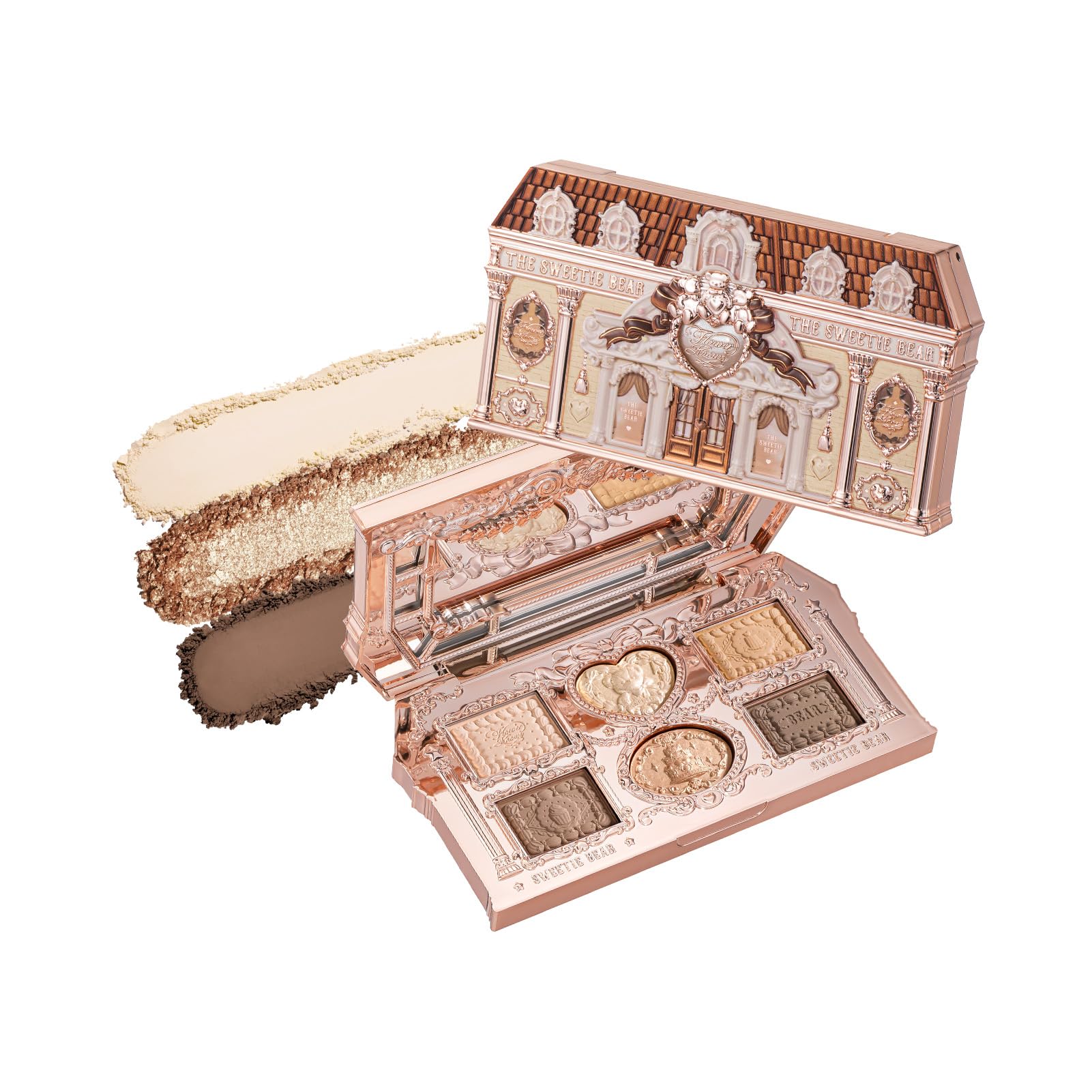 Flower Knows The Sweetie Bear Collection: 6-Color Palette (4 Matte + 2 Shimmer) – 01 Buttery Croissant