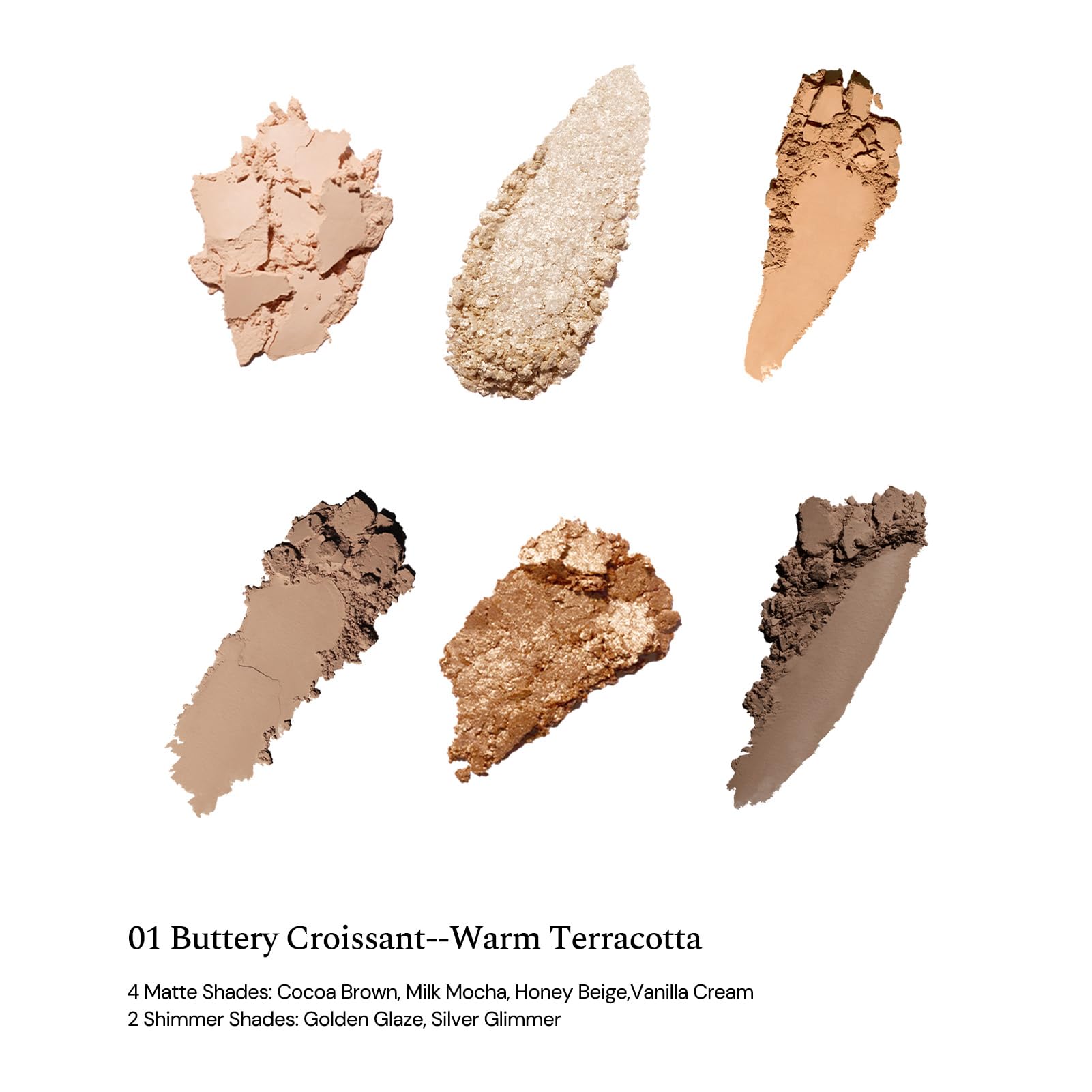 Flower Knows The Sweetie Bear Collection: 6-Color Palette (4 Matte + 2 Shimmer) – 01 Buttery Croissant