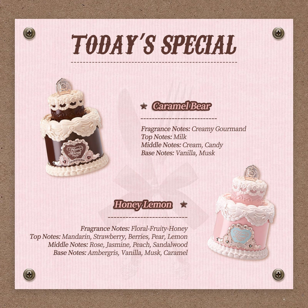 Flower Knows The Sweetie Bear Perfume — Vegan EDP with Two Scent Profiles (Honey Lemon, Caramel Bear) 1.67 fl oz