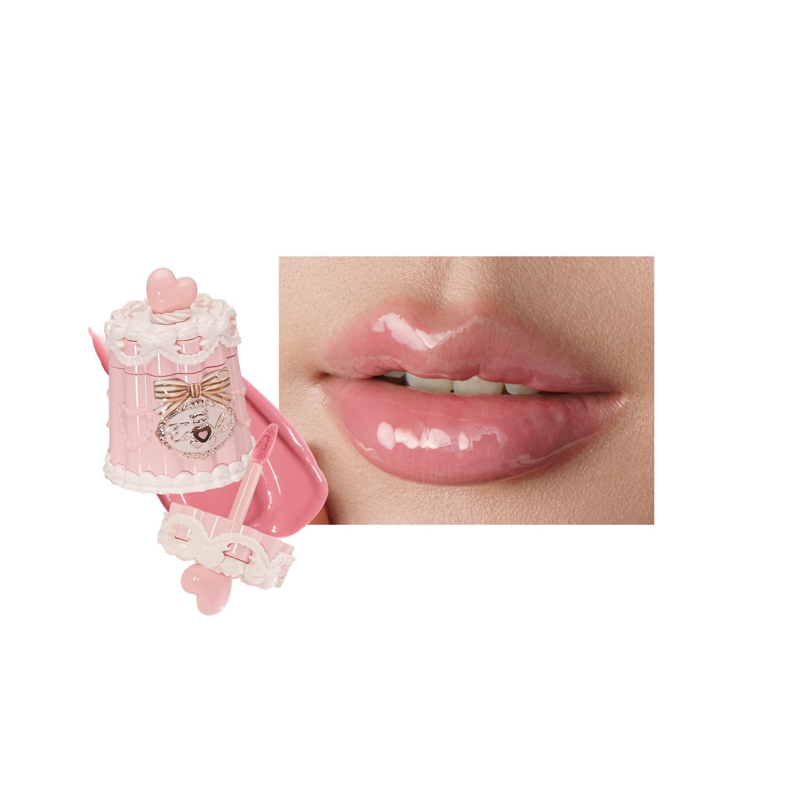Flower Knows The Sweetie Bear Lip Jelly Ribbon Pink – Soft, Non-Sticky Tinted Lip Gloss 0.18 oz JE04