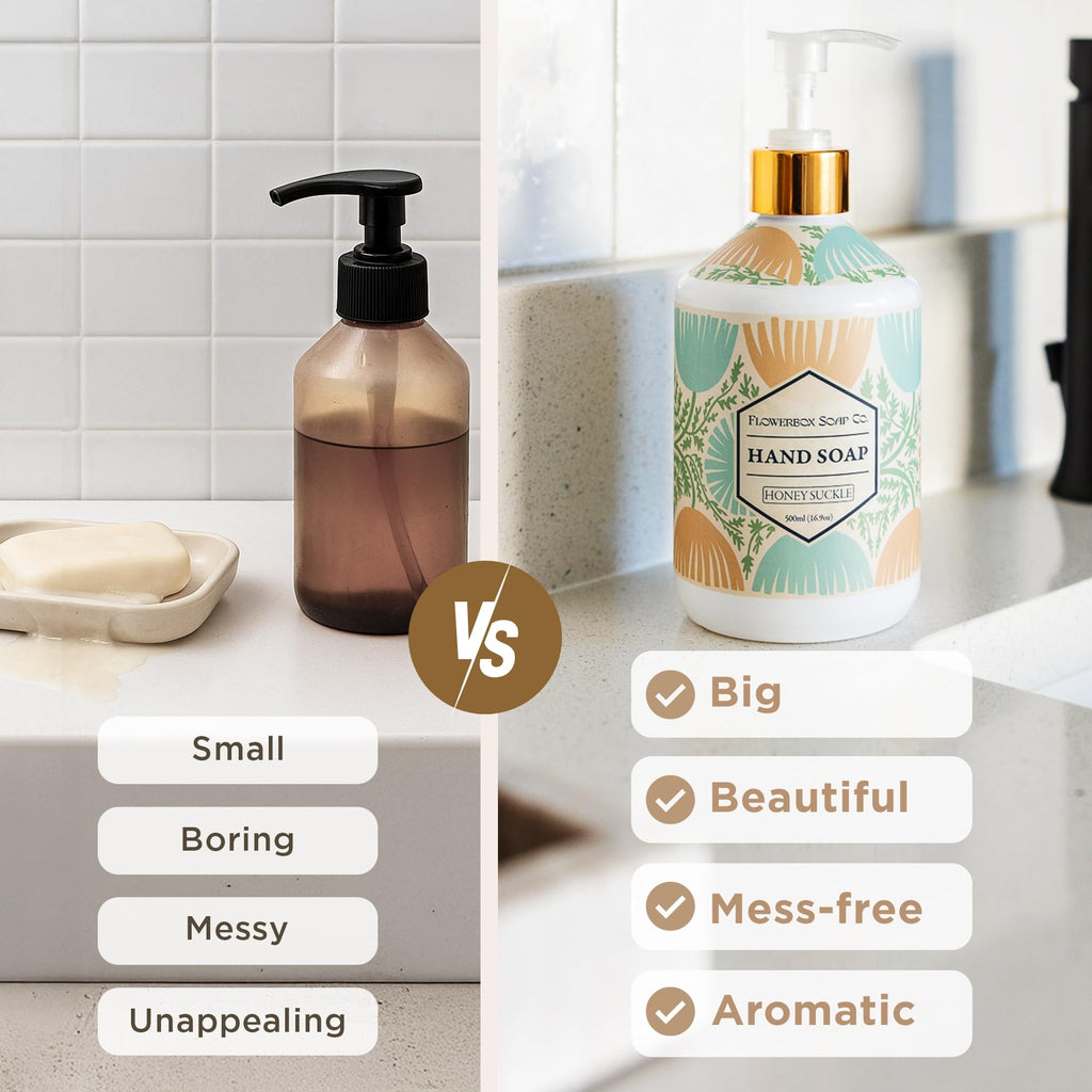 FlowerBox Liquid Hand Soap Set of 12 – 500 mL Decorative Pump Bottles, Four Scents Gift Pack
