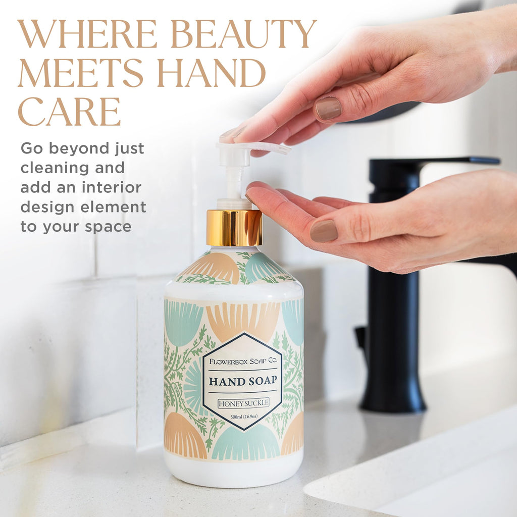 FlowerBox Liquid Hand Soap Set of 12 – 500 mL Decorative Pump Bottles, Four Scents Gift Pack